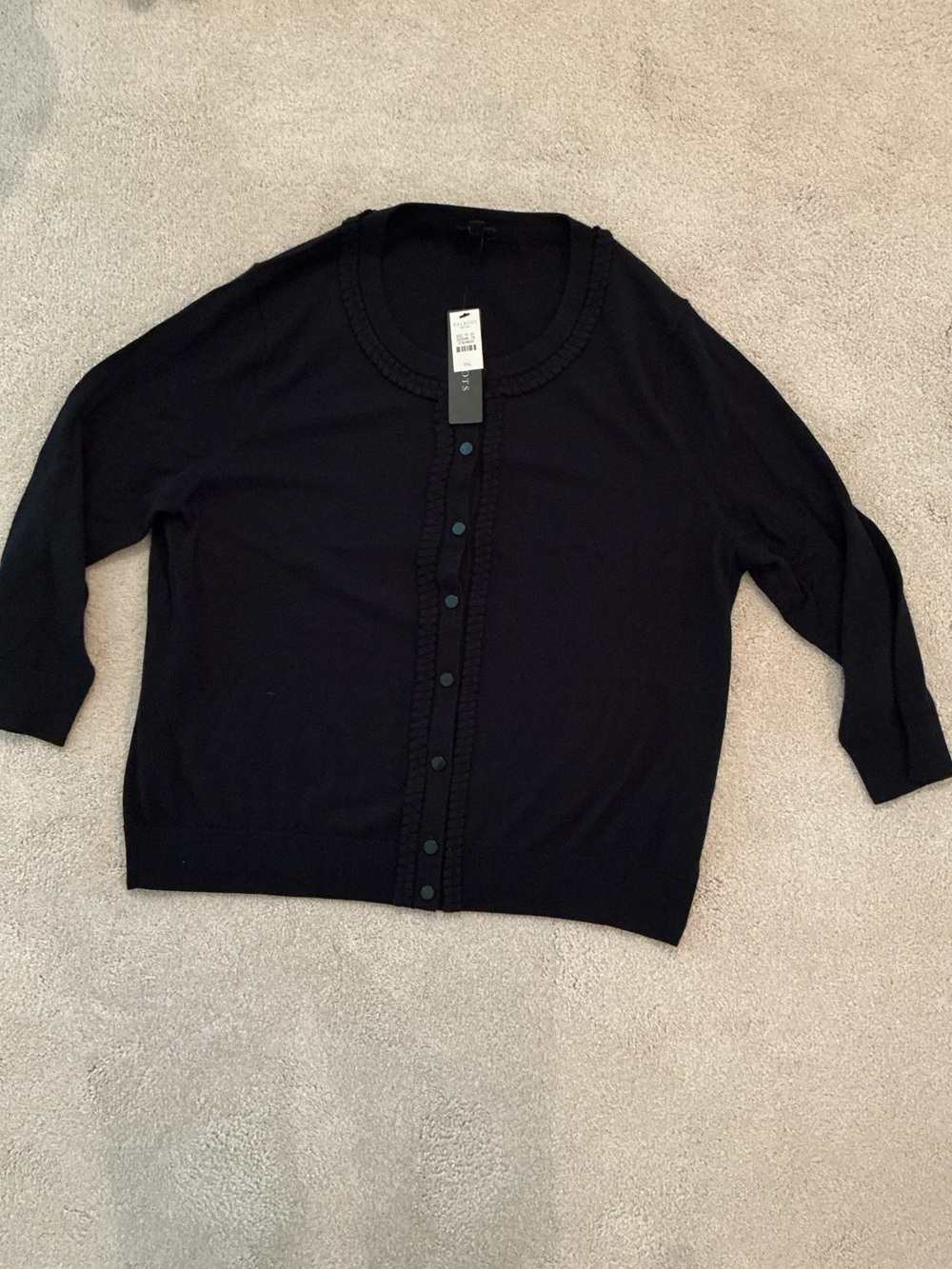 Talbots Black Button-Front Knit Cardigan